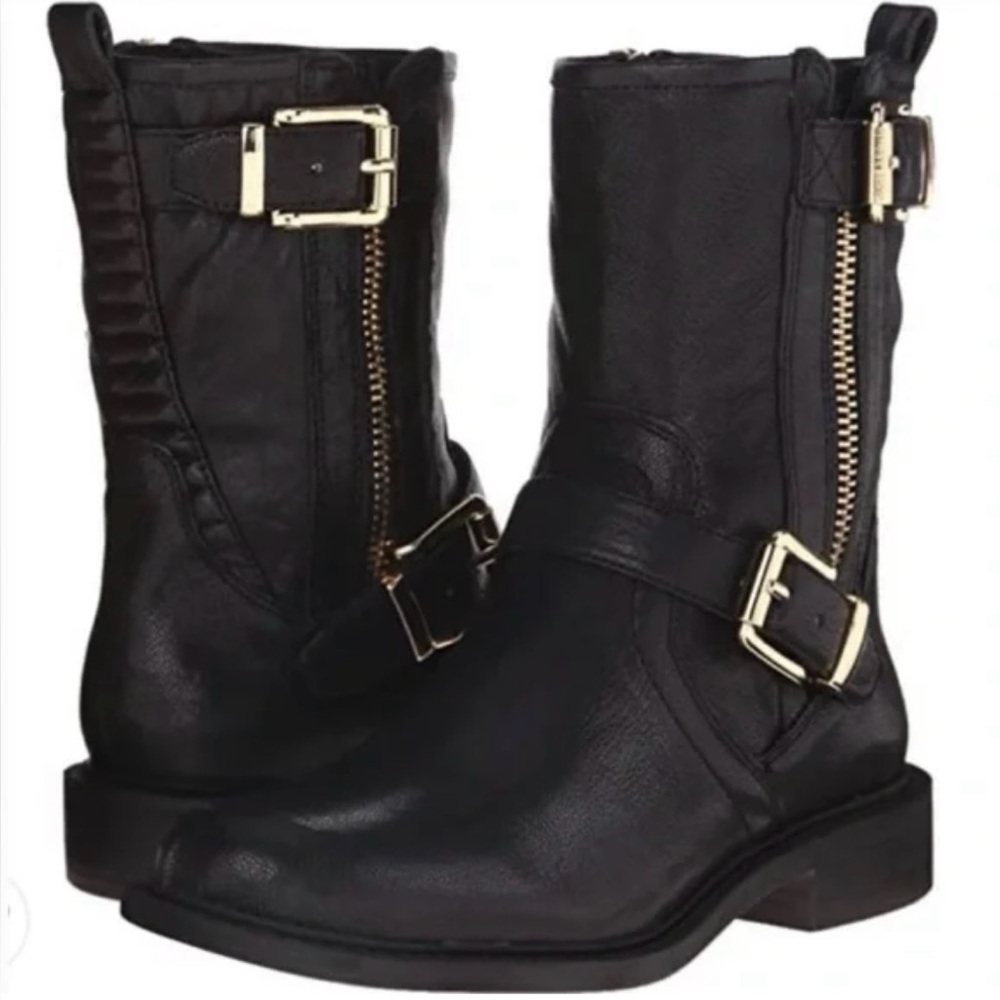 Leather Boots Vince Camuto Roadell Moto Boot Black Moto Boots with Zipper
